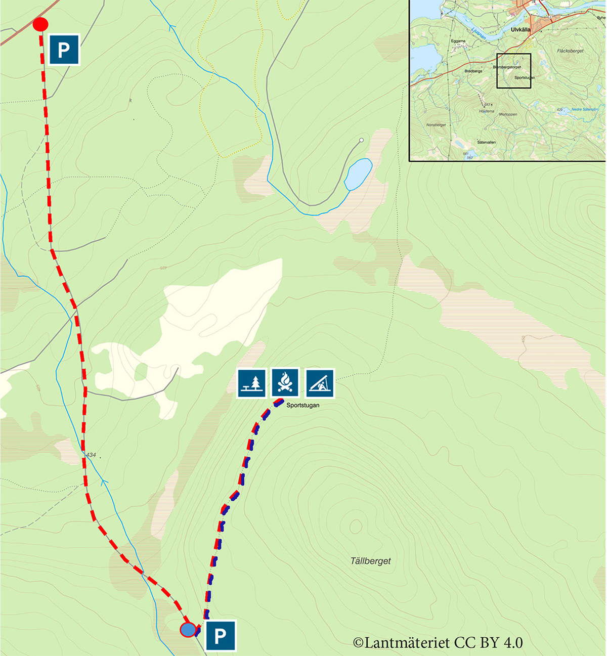 Karta på turen Sportstugan utanför Sveg.