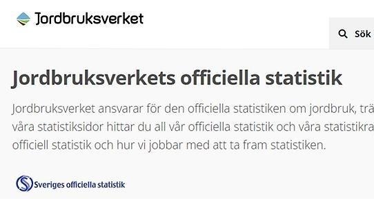 Jordbruksverkets hemsida med statistik och rapporter