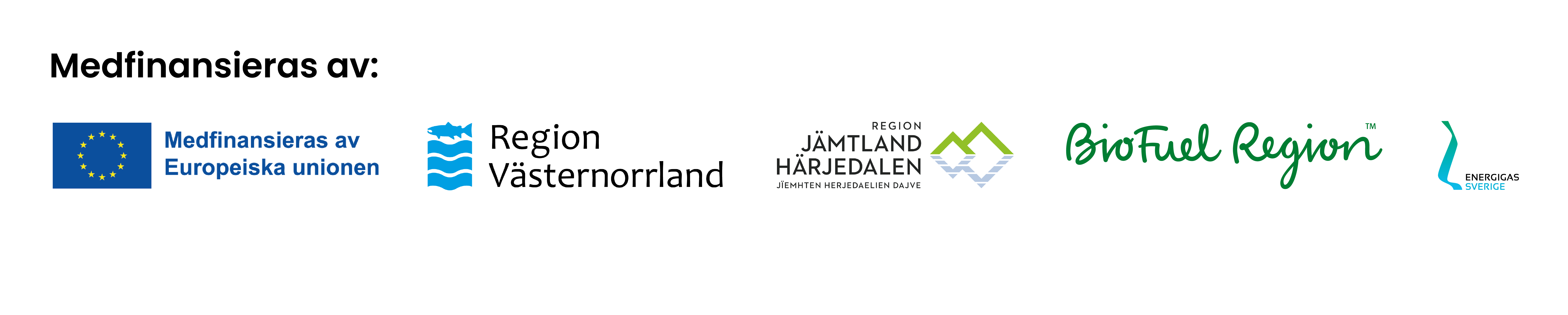 Loggor för evenemangets finansiärer: Europeiska unionen, Region Västernorrland, BioFuel Region, Region Jämtland Härjedalen och Bio Gen Gas.