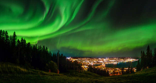 Norrsken på himlen över Östersund